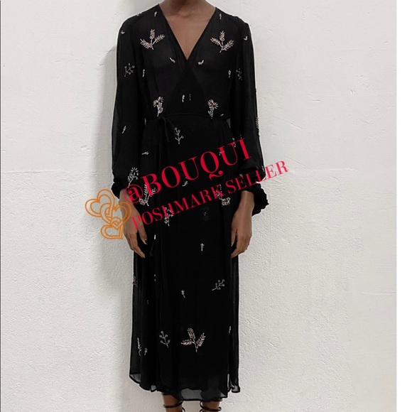 BLOGGERS FAV ZARA LIMITED EDITION EMBROIDERED SEMI SHEER LONG KIMONO - Picture 4 of 5